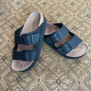 Birkenstock Platform Black Double Strap Sandals